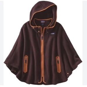 Patagonia Synchilla Lightweight Fleece Poncho Hooded Dark Brown Size XS